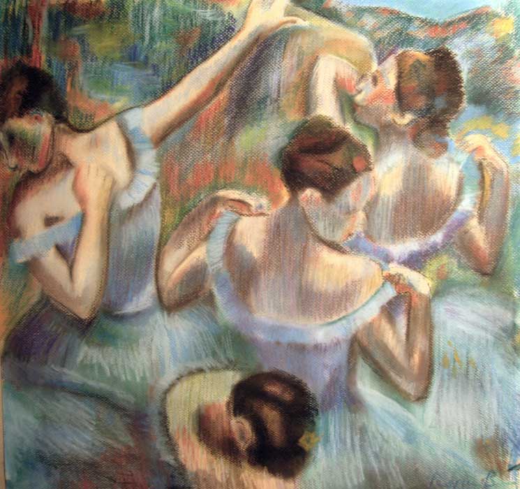 Copia delle danseuses di Degas, tecnica del pastello morbido