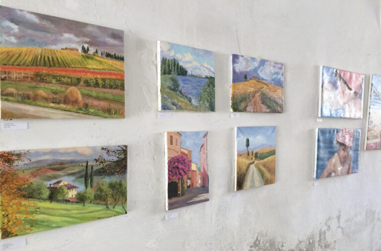 paesaggi ad olio nella mostra di fine anno degli allievi di Isabelle Art Studio a Firenze